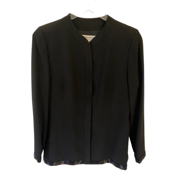 GIORGIO ARMANI Black Jacket with Beaded Trim - Picture 1 of 6